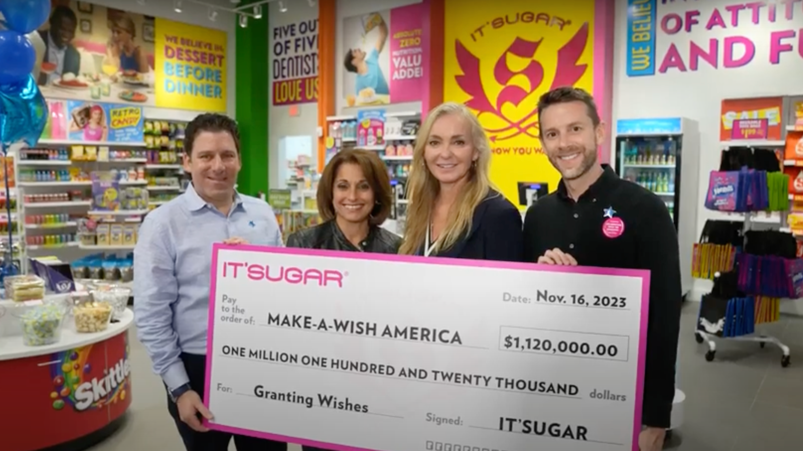 IT’SUGAR presents $1M check to Make A Wish America
