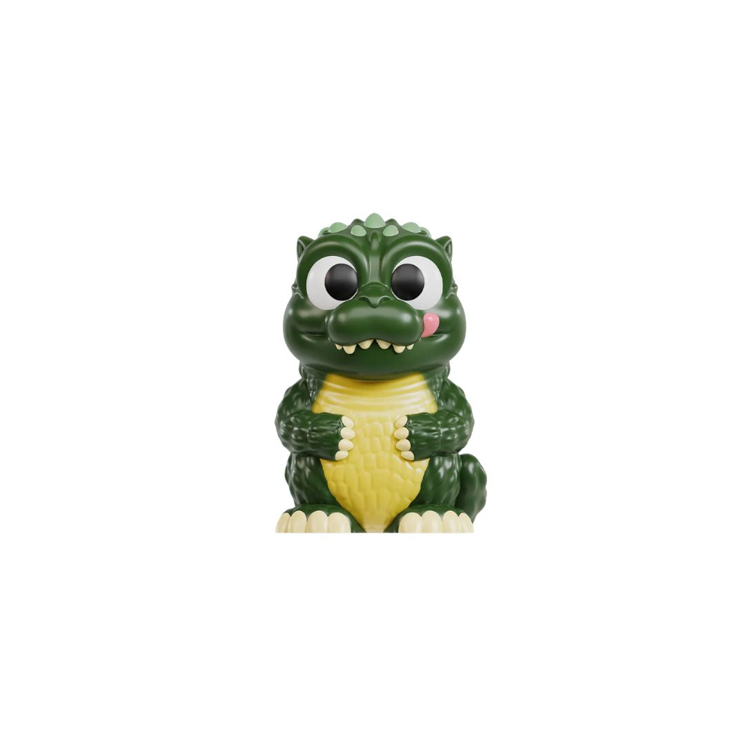 Green reptile‑style collectible figurine with a yellow belly, centered on a white background