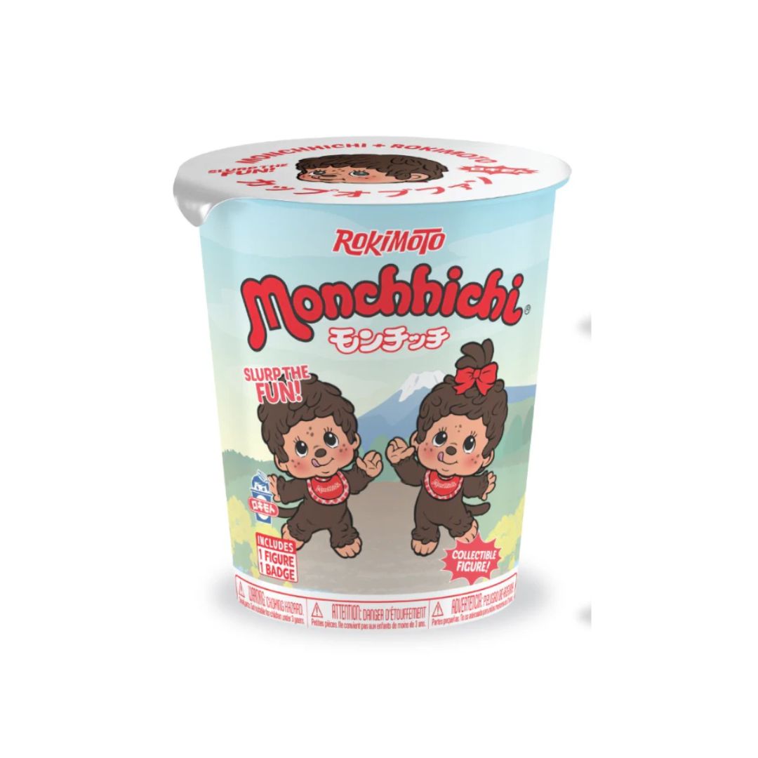 Monchhichi toy packaging with character illustration on a white background