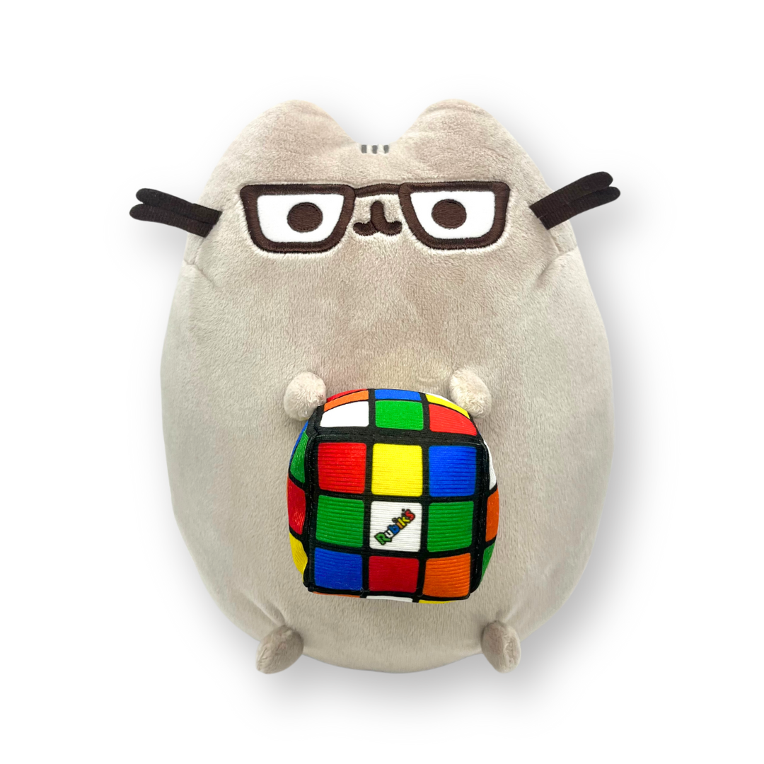 9.5in Pusheen with Rubiks Cube