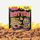 Packaging of 'Rotten' gummy snacks with colorful gummies in front
