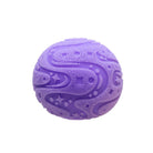Single round purple squishy stress ball with a raised textured swirl pattern covering the surface, shown on a white background.