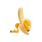 Yellow banana‑shaped toy shown partially peeled, with several peel sections opened against a white background