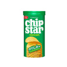Green cylindrical can of Chip Star potato chips labeled ‘Seaweed & Salt,’ shown on a white background.