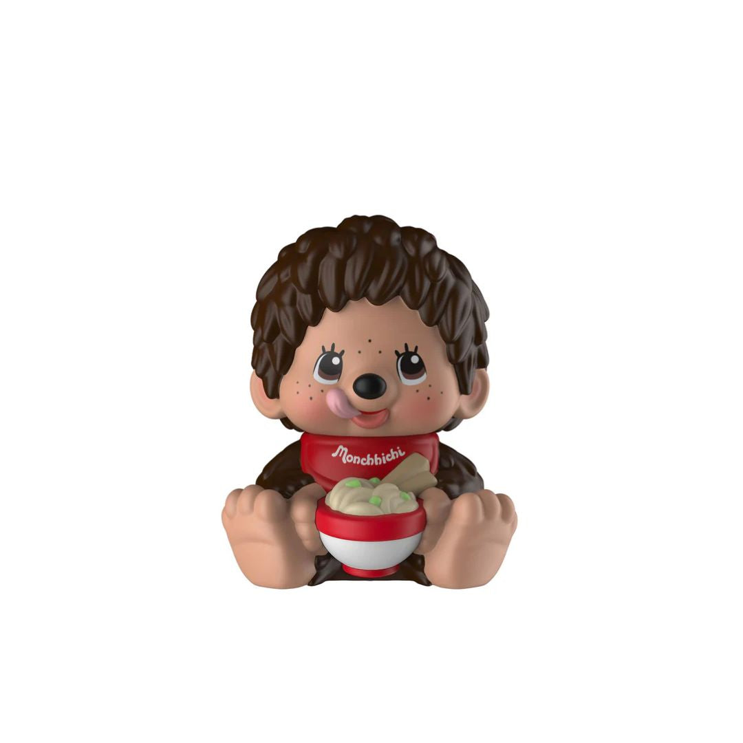 Figurine of a character holding a bowl with a white background