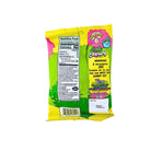 Back of a “Warheads Extreme Sour Chewy” candy bag showing nutrition facts, ingredients, product details, and barcode.