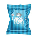 Blue packaging of Bubonic Berry Ultra Sour on a white background
