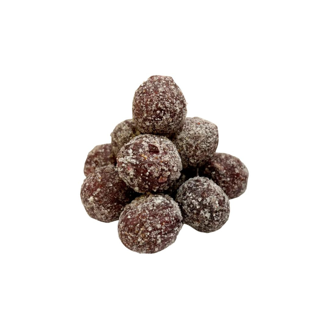 Cluster of fiery death ultra sours on a white background