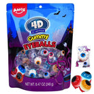 Package of 4D Gummy Eyeballs with Halloween-themed design on a white background