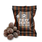 Fiery Death Ultra Sours with packaging on a white background