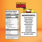 Nutrition facts and ingredients list for a product labeled 'Final Boss Sour' on an orange background.