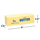Block of butter squshy with measurements on a white background