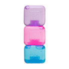Three translucent “Nee Doh Nice Ice Baby” cube squeeze toys stacked vertically in purple, pink, and blue, shown on a white background.