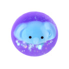 Blue elephant inside purple glitter squeeze ball