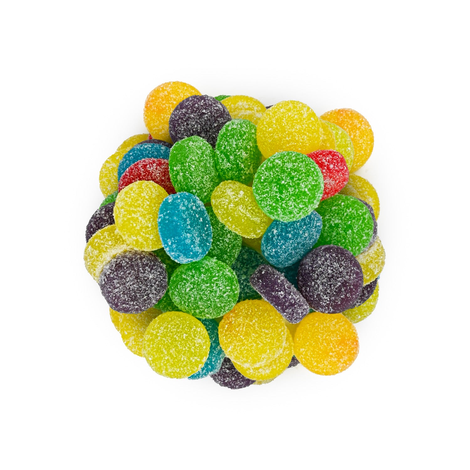 Warheads sour chewy fill candy on white background 