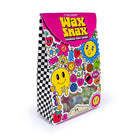 Colorful packaging of Wax Snax candy with cartoon characters on a white background
