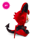 A 2-foot Hazbin hotel Dazzle plush toy shown from a side-back angle on a white background, featuring a pink starburst '2FT' size label in the top left corner.