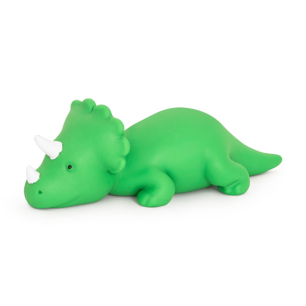 Green dinosaur toy on a white background