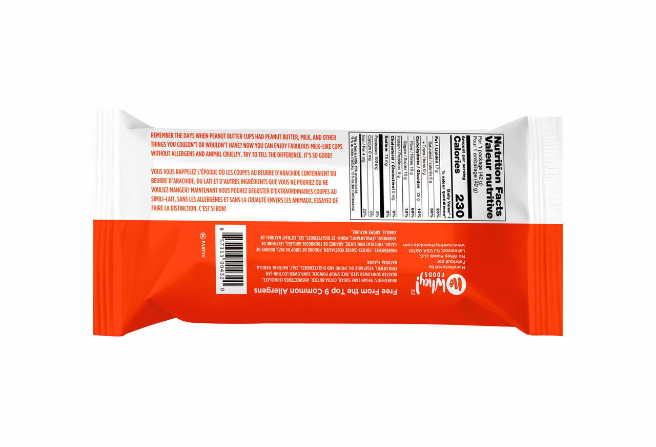 Orange and white snack bar package with visible brand logo on a white background